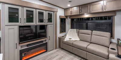2026 KZ RV Durango D302RLT Fifth Wheel Entertainment Center and Sofa