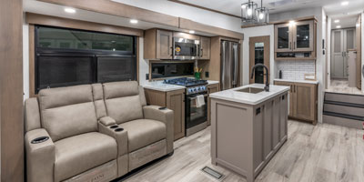 2026 KZ RV Durango D302RLT Fifth Wheel Theater Seats and Kitchen Island