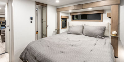 2026 KZ RV Durango D339MLT Fifth Wheel Bedroom King Bed and Bathroom