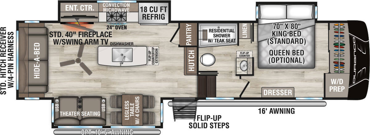 2027 KZ RV Durango D301RLT Fifth Wheel Floorplan