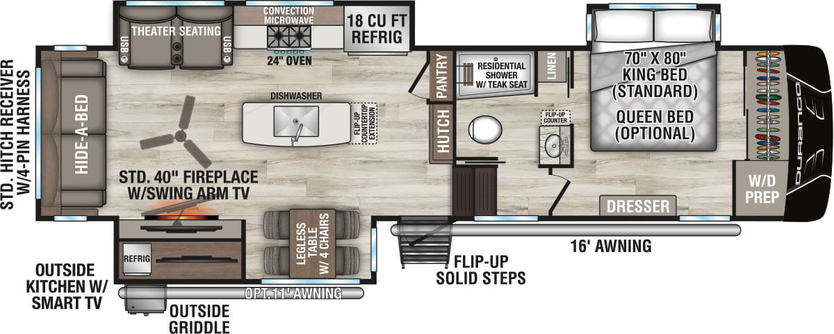 2027 KZ RV Durango D302RLT Fifth Wheel Floorplan