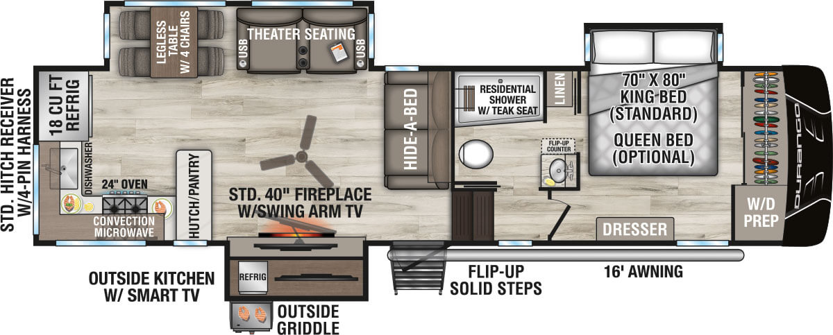 2027 KZ RV Durango D321RKT Fifth Wheel Floorplan