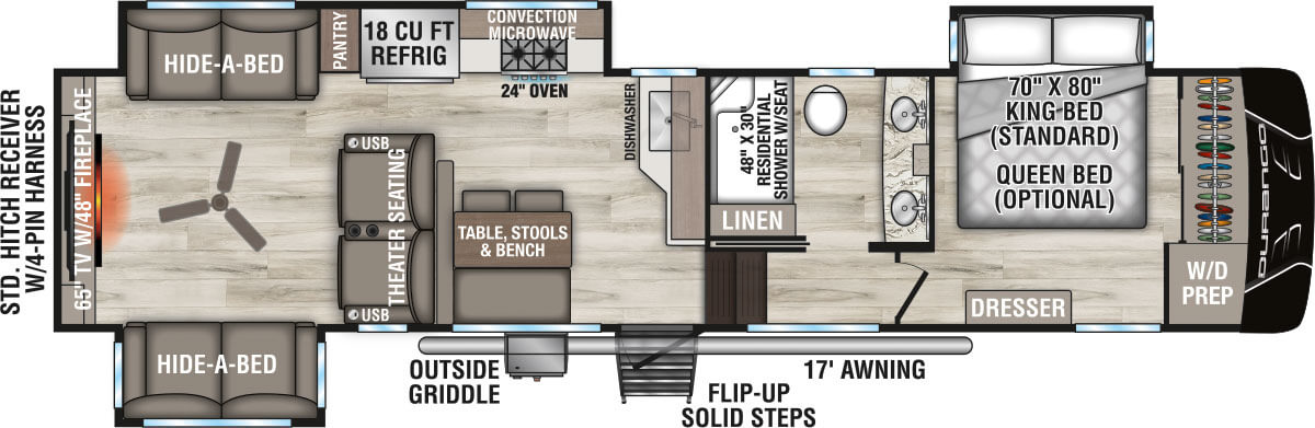 2027 KZ RV Durango D326RLT Fifth Wheel Floorplan