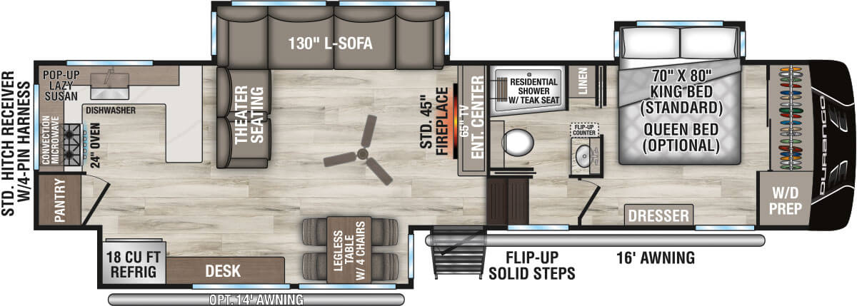 2027 KZ RV Durango D339MLT Fifth Wheel Floorplan