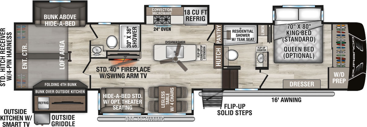 2027 KZ RV Durango D348BHF Fifth Wheel Floorplan