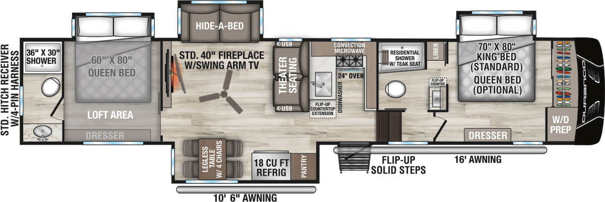 2027 KZ RV Durango D349TBQ Fifth Wheel Floorplan