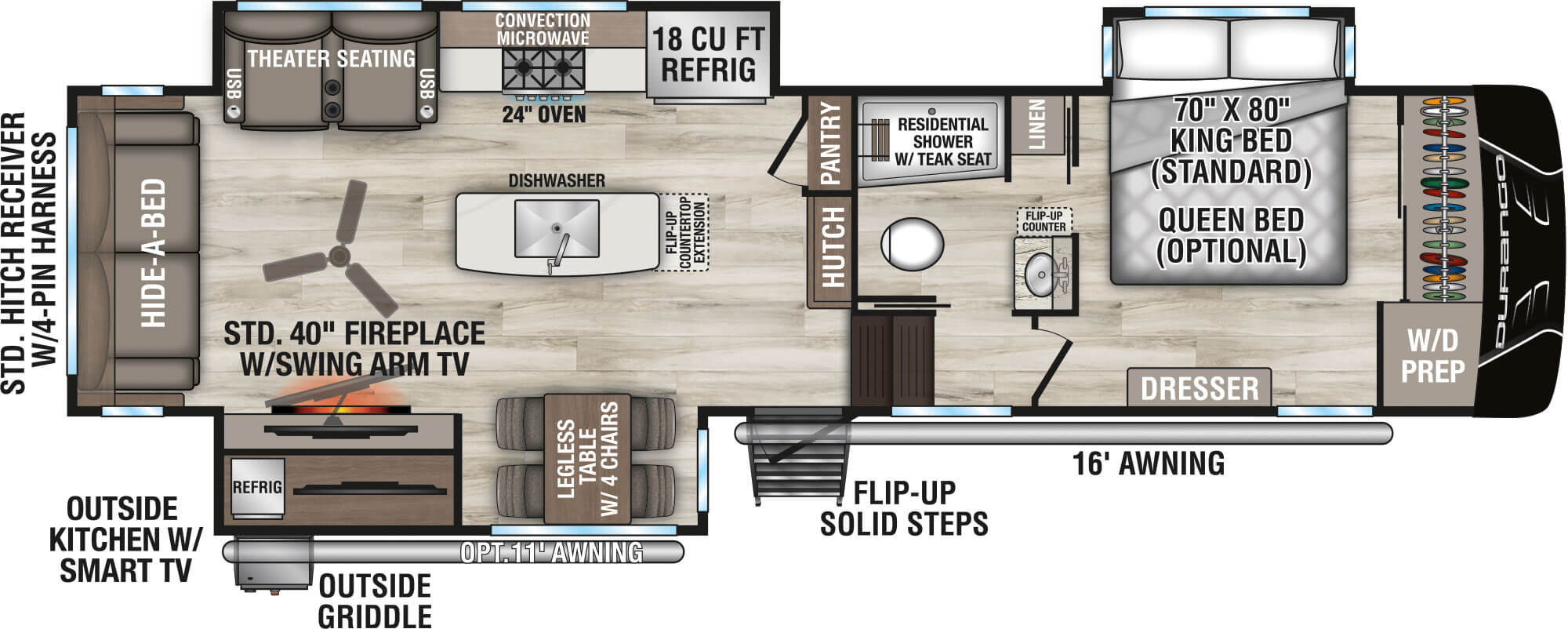 2027 KZ RV Durango D302RLT Fifth Wheel Floorplan