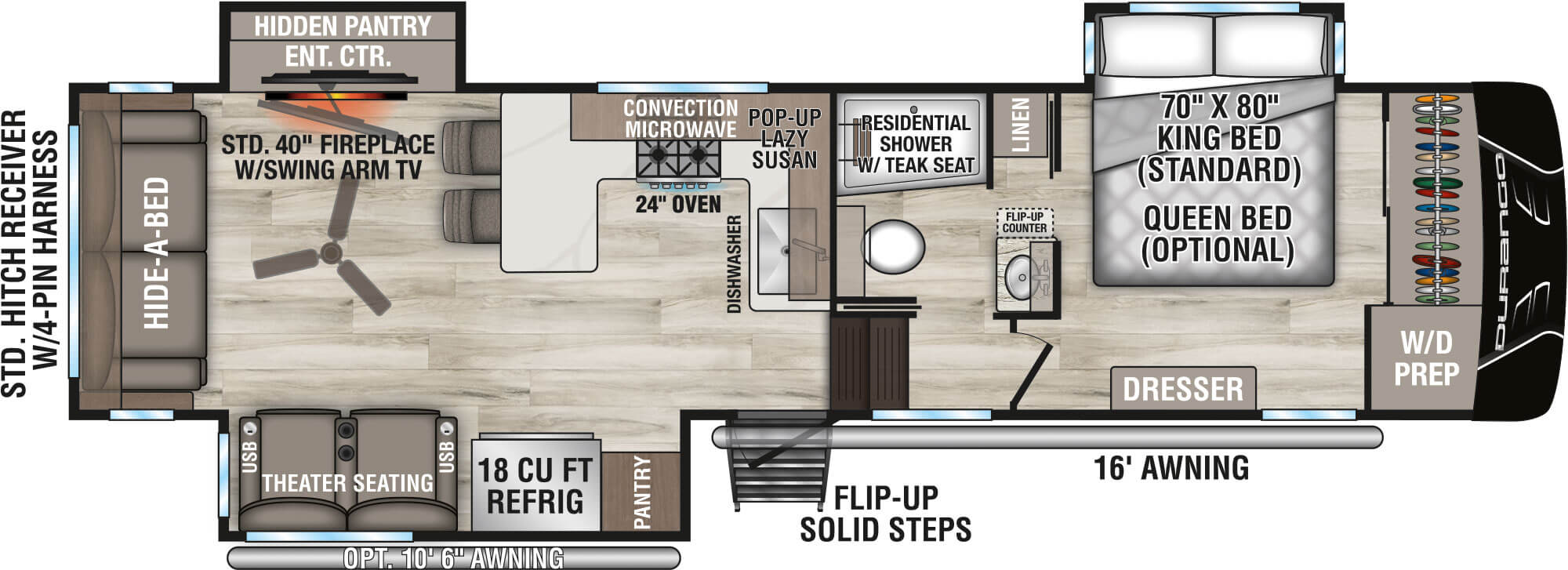 2027 KZ RV Durango D304MKT Fifth Wheel Floorplan