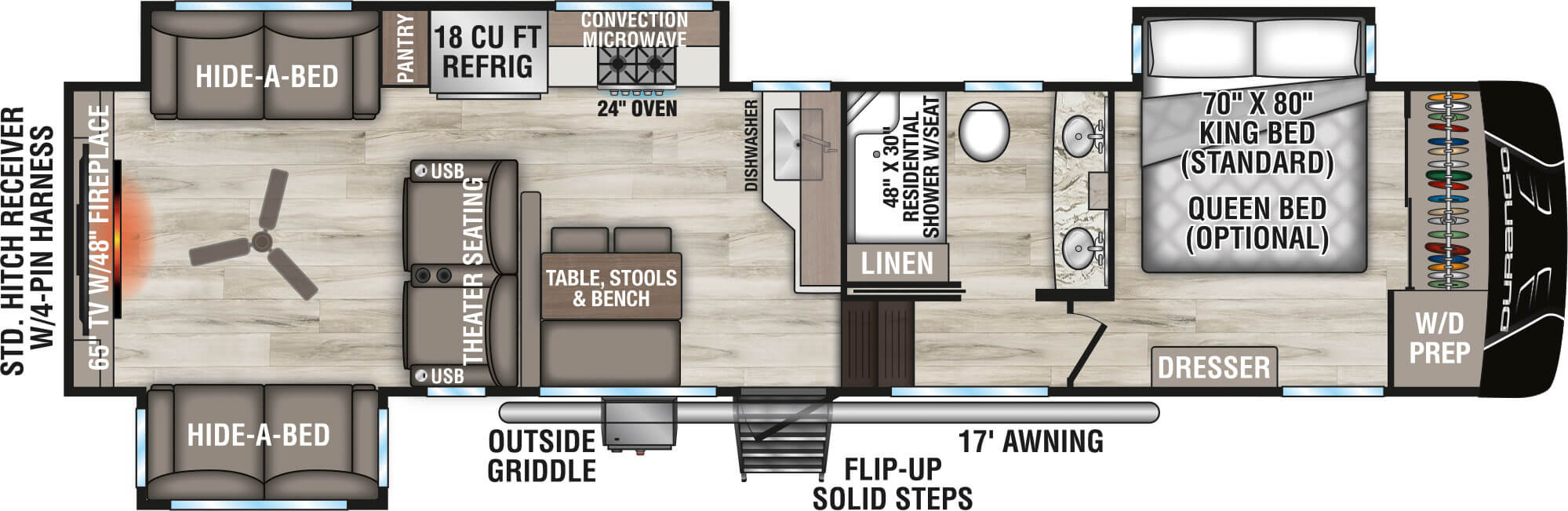 2027 KZ RV Durango D326RLT Fifth Wheel Floorplan