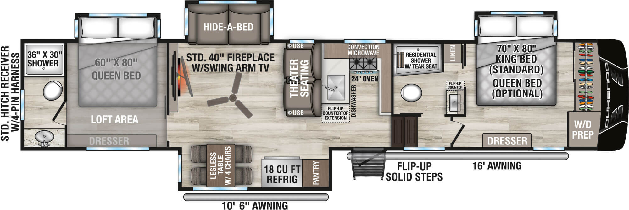 2027 KZ RV Durango D349TBQ Fifth Wheel Floorplan