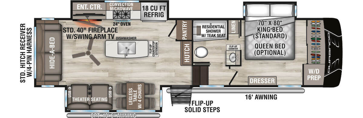 2027 KZ RV Durango D301RLT Fifth Wheel Floorplan