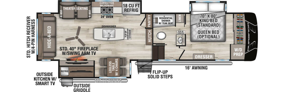 2027 KZ RV Durango D302RLT Fifth Wheel Floorplan