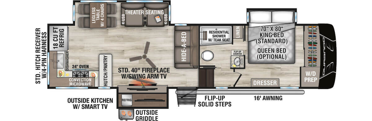 2027 KZ RV Durango D321RKT Fifth Wheel Floorplan
