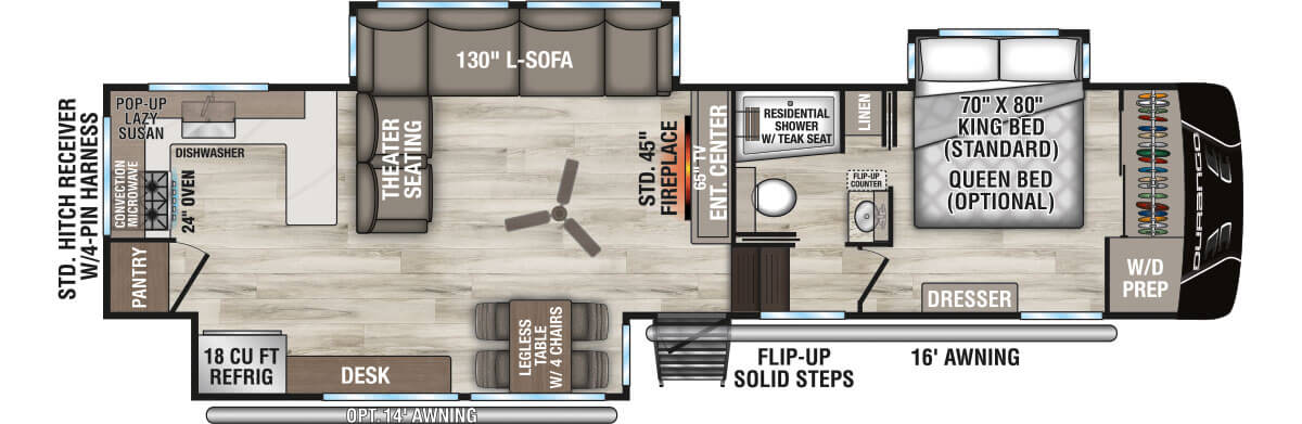 2027 KZ RV Durango D339MLT Fifth Wheel Floorplan