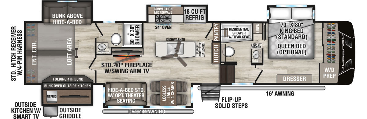 2027 KZ RV Durango D348BHF Fifth Wheel Floorplan