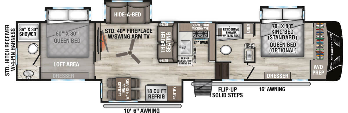 2027 KZ RV Durango D349TBQ Fifth Wheel Floorplan