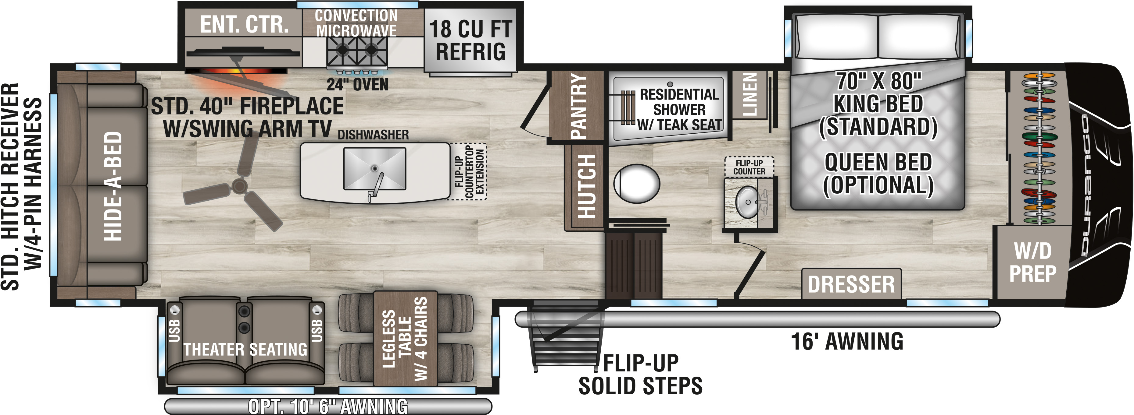 2027 KZ RV Durango D301RLT Fifth Wheel Floorplan