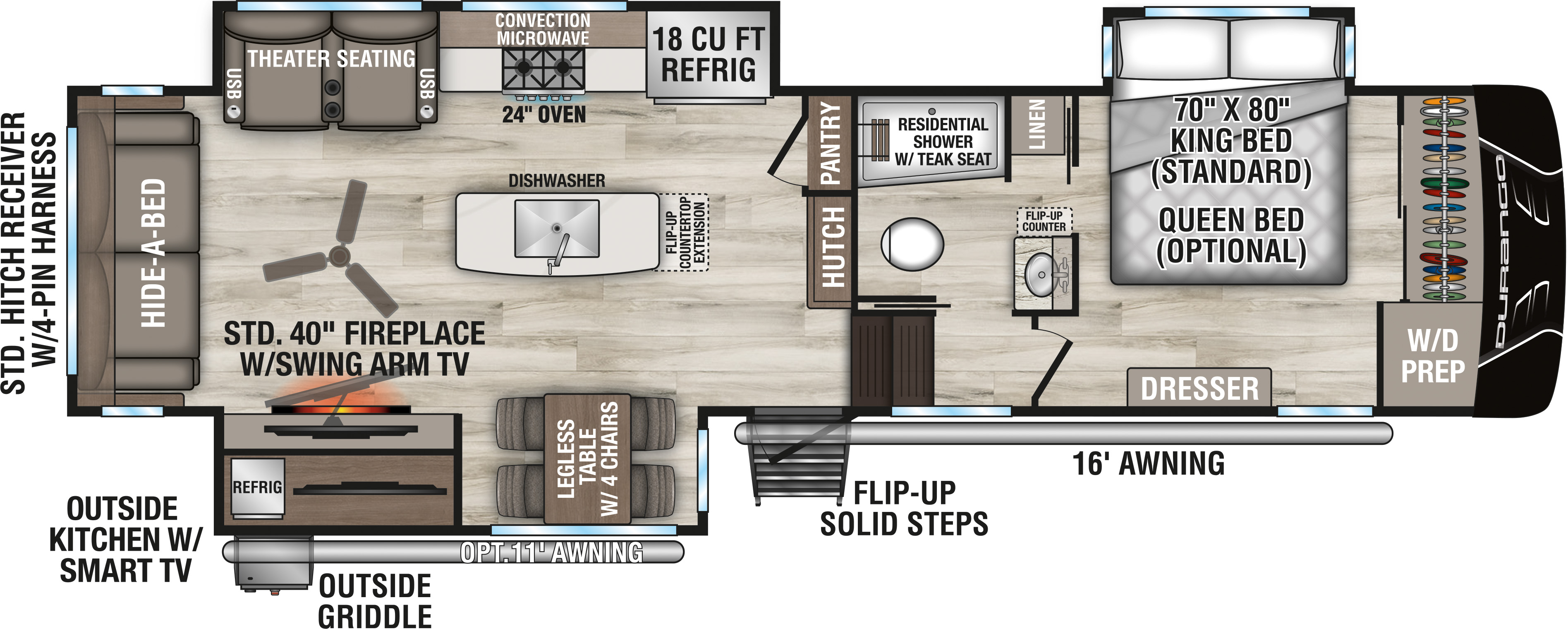 2027 KZ RV Durango D302RLT Fifth Wheel Floorplan
