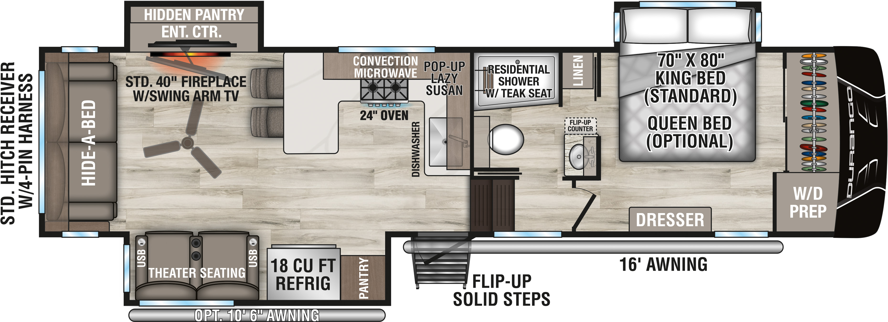2027 KZ RV Durango D304MKT Fifth Wheel Floorplan
