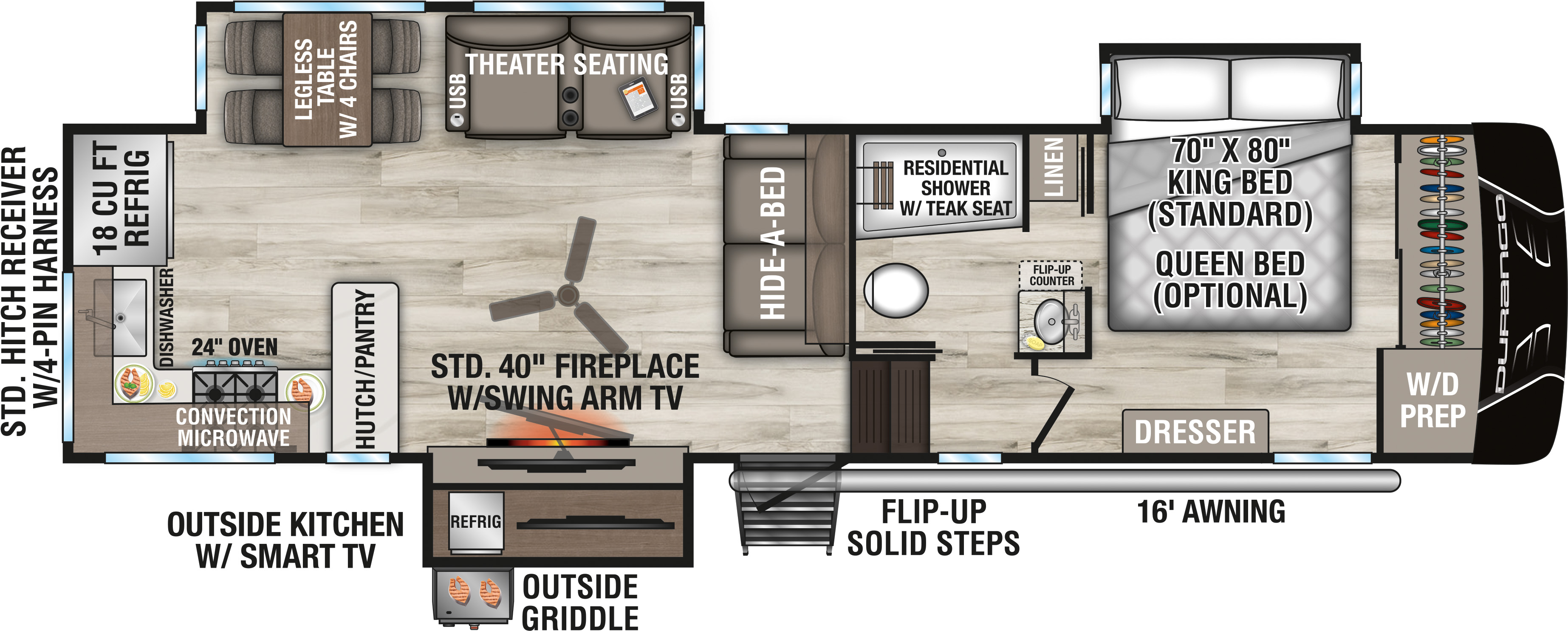 2027 KZ RV Durango D321RKT Fifth Wheel Floorplan