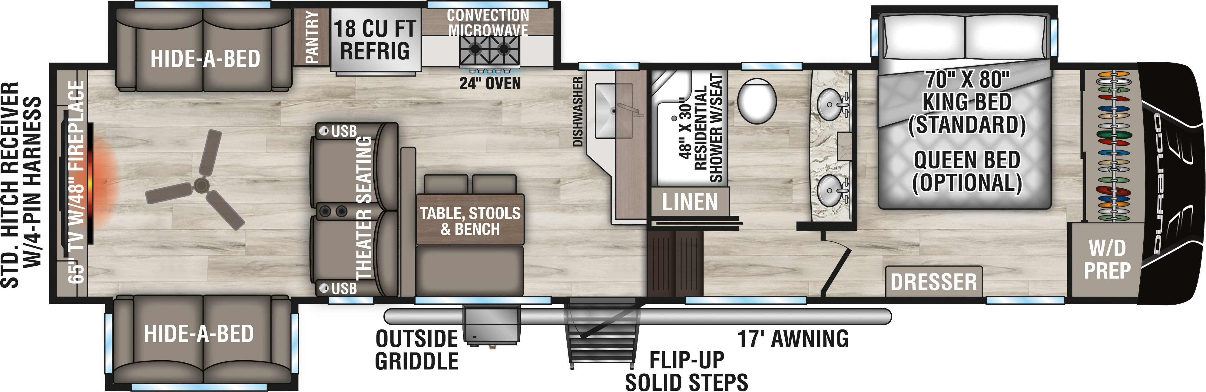 2027 KZ RV Durango D326RLT Fifth Wheel Floorplan