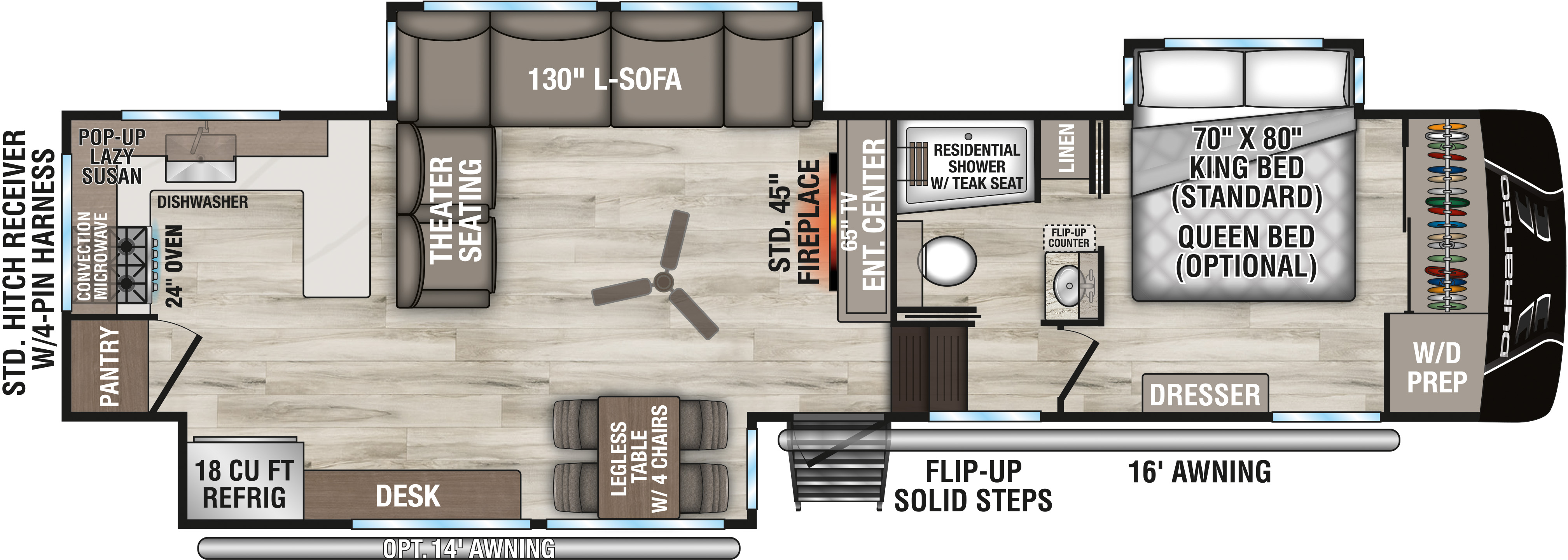 2027 KZ RV Durango D339MLT Fifth Wheel Floorplan