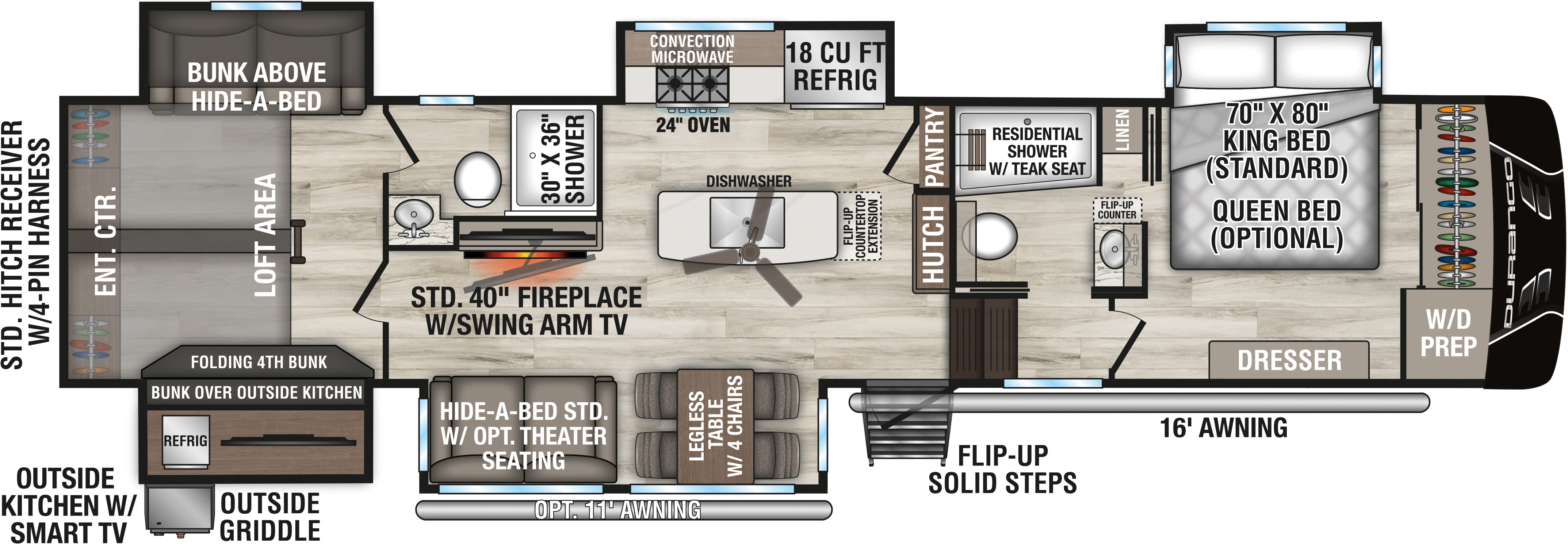 2027 KZ RV Durango D348BHF Fifth Wheel Floorplan