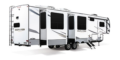 2024 KZ RV Durango Gold G391RKF Fifth Wheel Exterior Rear 3-4 Door Side with Slides Out