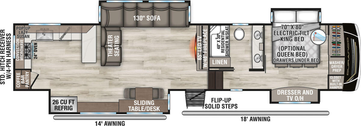 2026 KZ RV Durango Gold G390MLQ Fifth Wheel Floorplan
