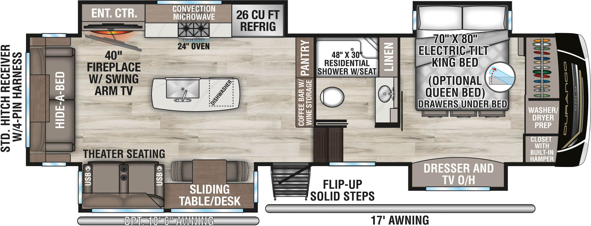2026 KZ RV Durango Gold G310RLQ Fifth Wheel Floorplan