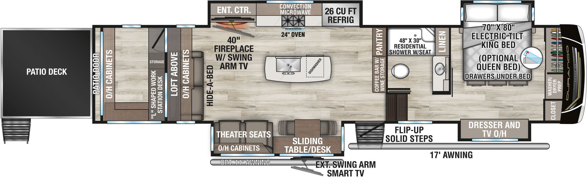2026 KZ RV Durango Gold G359ROQ Fifth Wheel Floorplan
