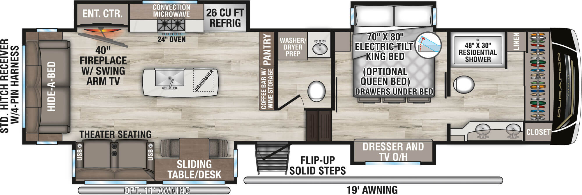 2026 KZ RV Durango Gold G366FBQ Fifth Wheel Floorplan
