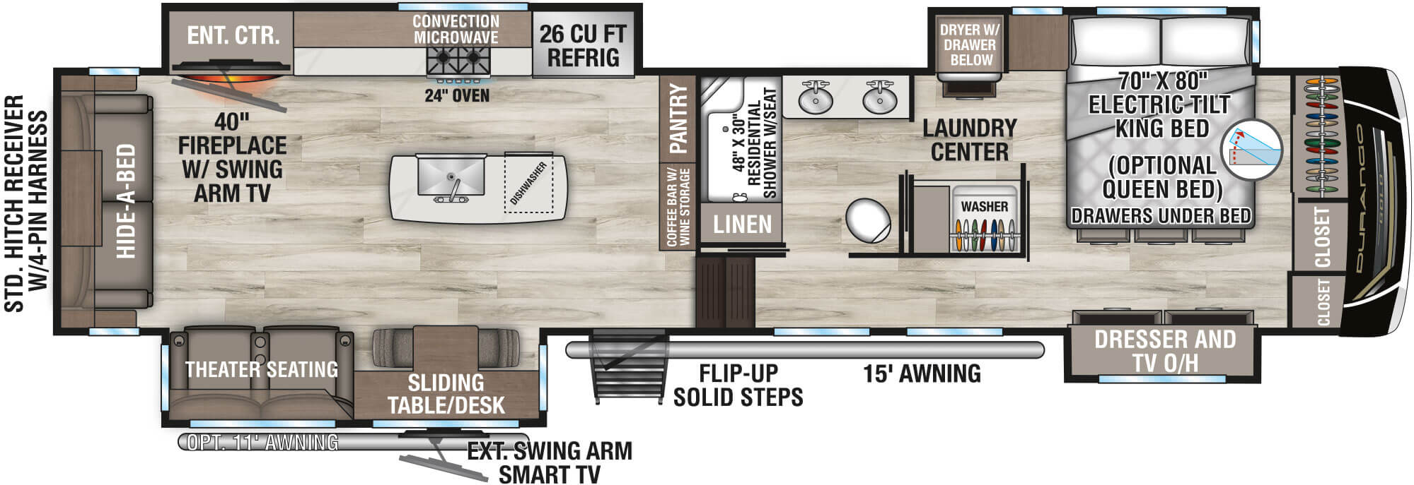 2026 KZ RV Durango Gold G384MSQ Fifth Wheel Floorplan