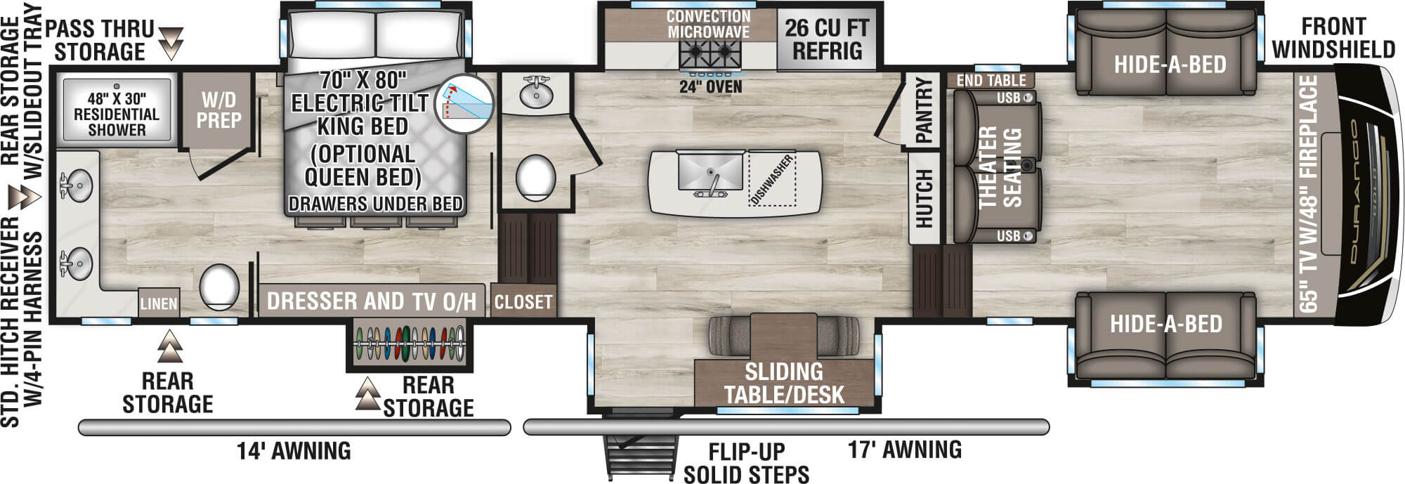 2026 KZ RV Durango Gold G388FLS Fifth Wheel Floorplan