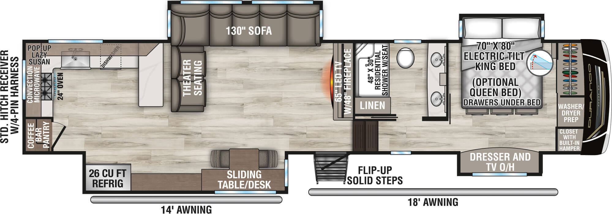 2026 KZ RV Durango Gold G390MLQ Fifth Wheel Floorplan
