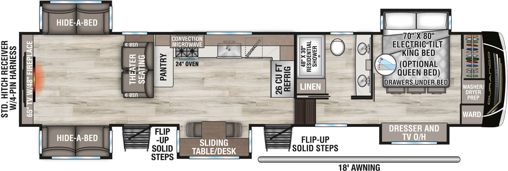 2026 KZ RV Durango Gold G393MKF Fifth Wheel Floorplan