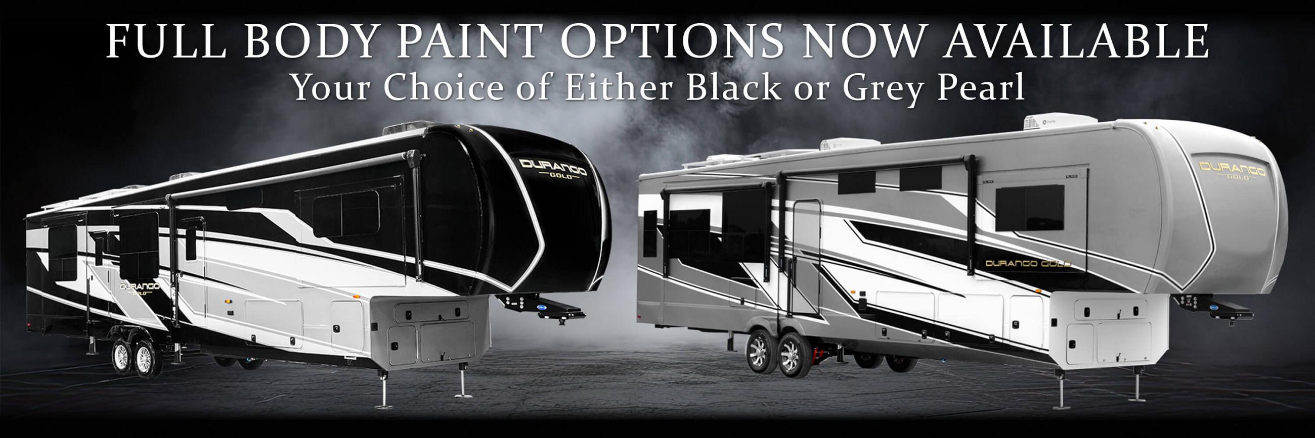 2026 KZ RV Durango Gold Fifth Wheel Black and Grey Pearl Full Body Exterior Paint Options Now Available