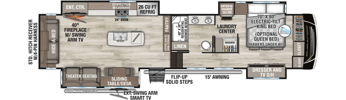 2026 KZ RV Durango Gold G384MSQ Fifth Wheel Floorplan