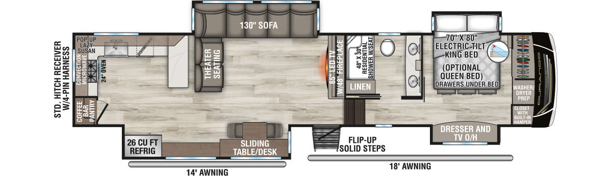 2026 KZ RV Durango Gold G390MLQ Fifth Wheel Floorplan