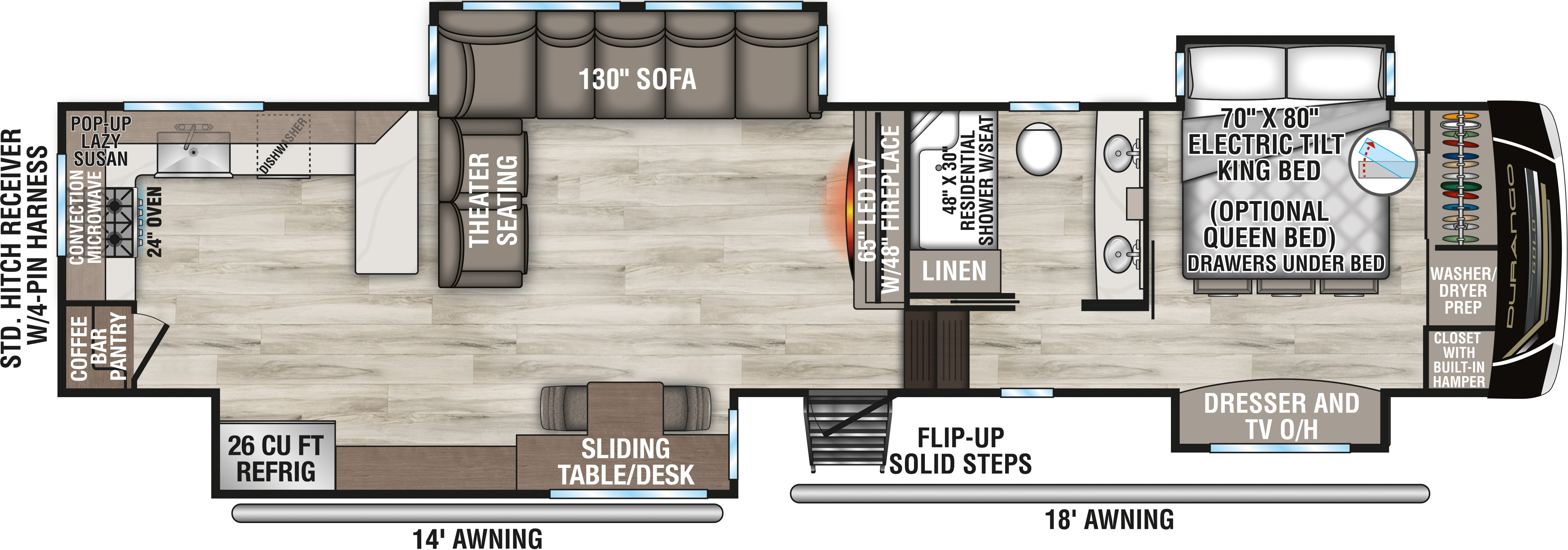 2026 KZ RV Durango Gold G390MLQ Fifth Wheel Floorplan