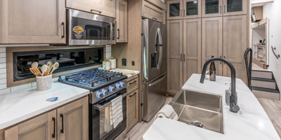 2026 KZ RV Durango Gold G366FBQ Fifth Wheel Kitchen Island, Oven and Microwave