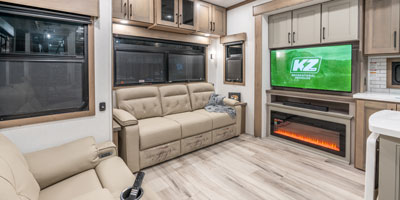 2026 KZ RV Durango Gold G366FBQ Fifth Wheel Living Room Entertainment