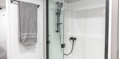 2026 KZ RV Durango Gold G366FBQ Fifth Wheel Master Bathroom Shower and Toilet