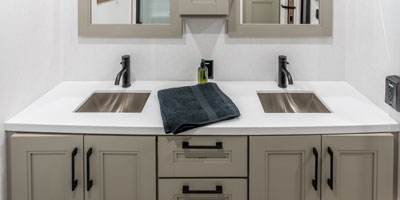2026 KZ RV Durango Gold G393MKF Fifth Wheel Bathroom Dual Vanity