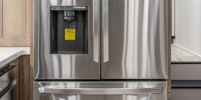 2026 KZ RV Durango Gold G393MKF Fifth Wheel Kitchen Stainless Refrigerator