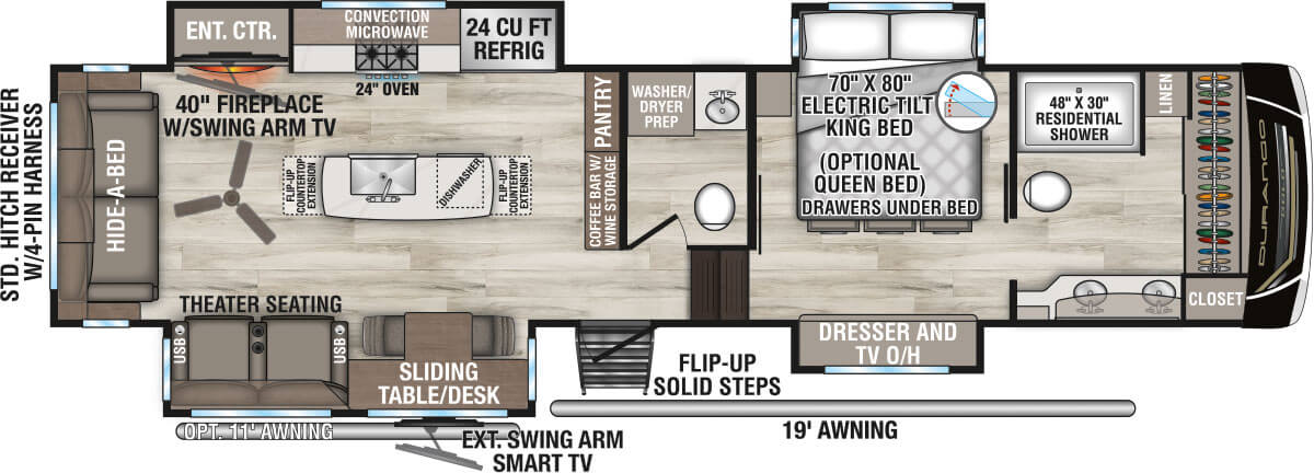 2027 KZ RV Durango Gold G366FBQ Fifth Wheel Floorplan