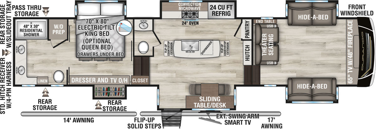 2027 KZ RV Durango Gold G388FLS Fifth Wheel Floorplan