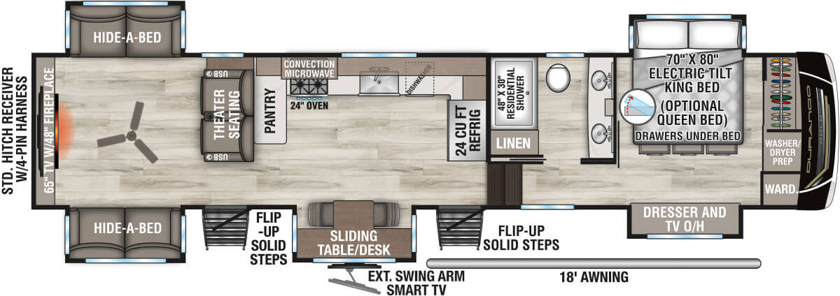 2027 KZ RV Durango Gold G393MKF Fifth Wheel Floorplan