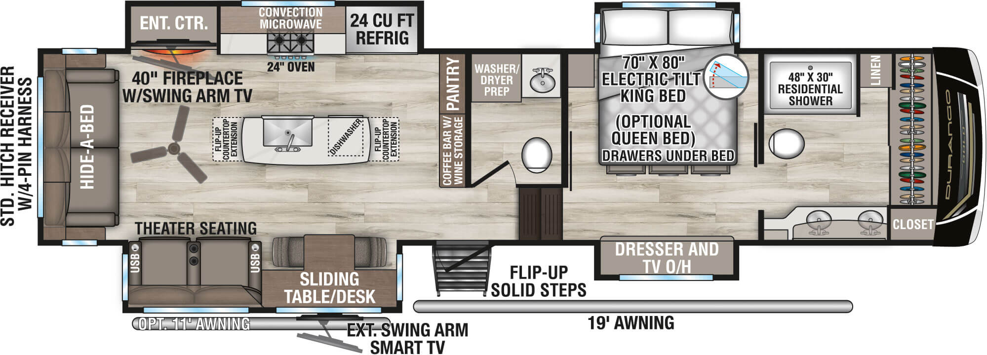 2027 KZ RV Durango Gold G366FBQ Fifth Wheel Floorplan