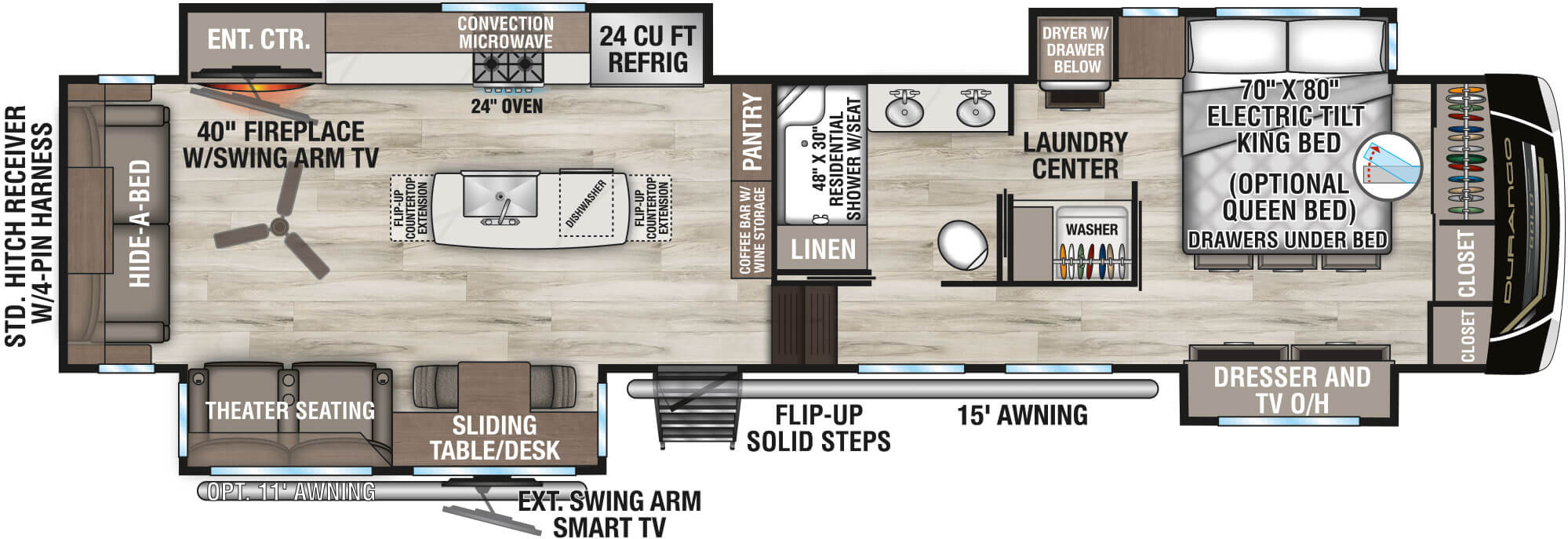 2027 KZ RV Durango Gold G384MSQ Fifth Wheel Floorplan